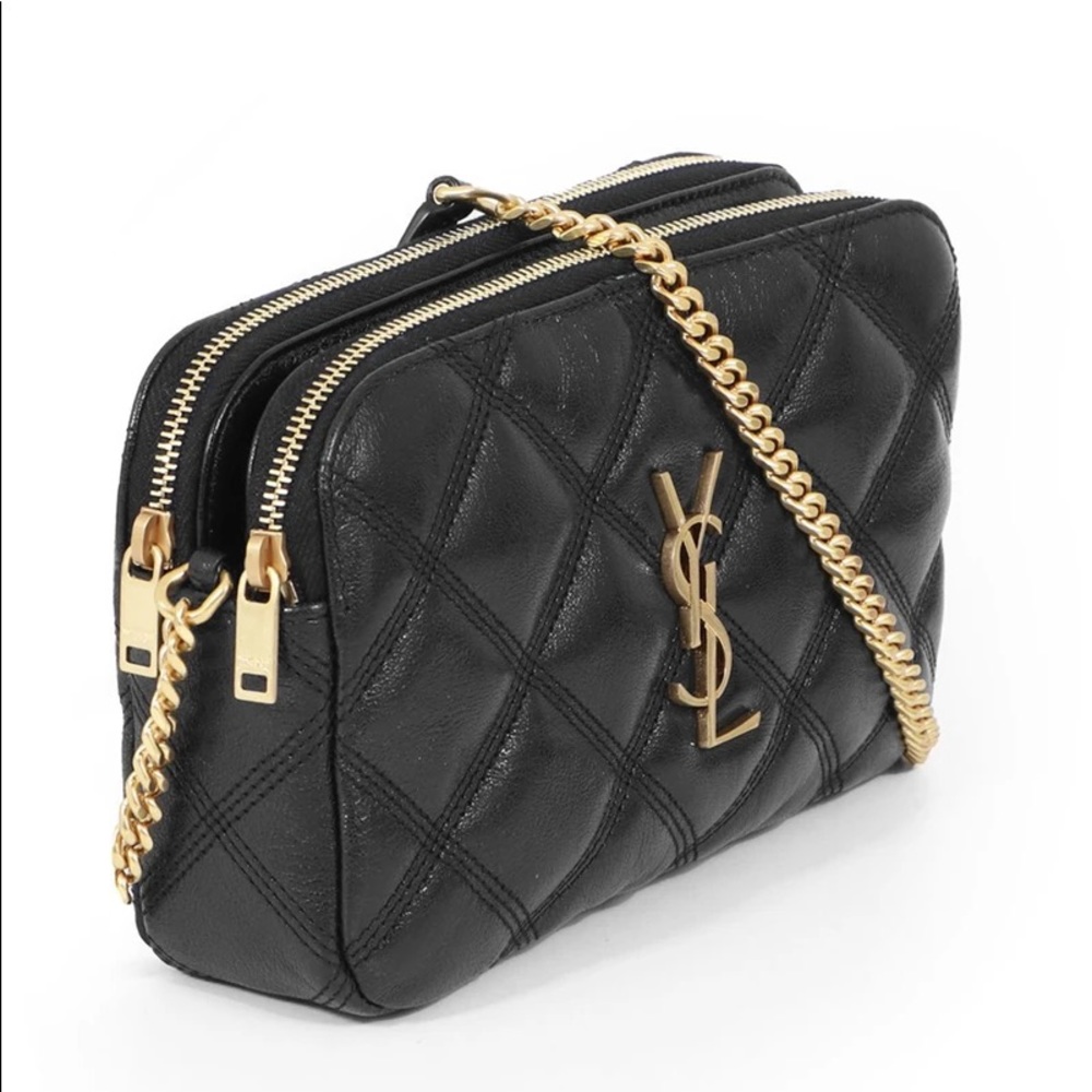 Saint Laurent Becky Double Zip Pouch. Color: Noir. 100% authentic!